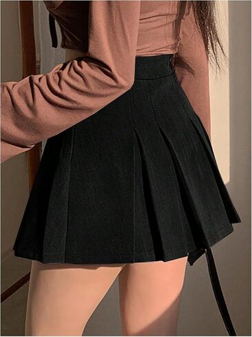 SOLY HUX Women's Pleated Skirt High Waisted A Line Casual Mini Skirts in Saudi Arabia