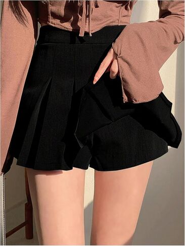 SOLY HUX Women's Pleated Skirt High Waisted A Line Casual Mini Skirts in Saudi Arabia