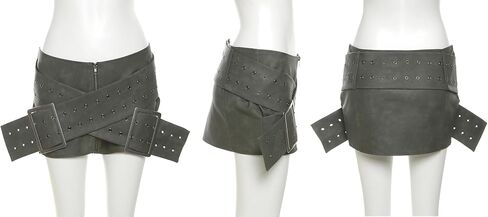 Molisry Women Cargo Skirt Bucked Belt Low Weist Slim Fit Mini Skirt Sexy Cargo Jean Skirt Club Party in Kuwait