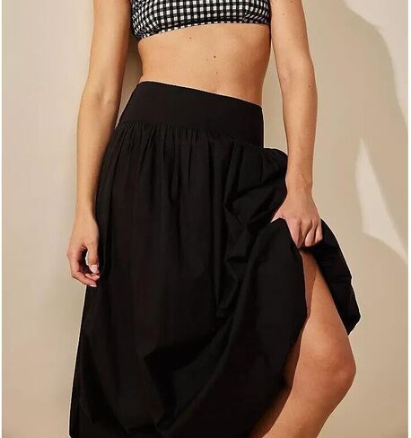 PDLCVD Summer Y2k Bubble Maxi Skirt for Women Casual Elastic Waist A Line Long SkirtRuffle Midi Skirt Sundress in Kuwait