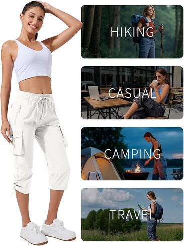 Pioneer Camp Women's Cargo Capris Hiking Pants Lightweight Quick Dry Outdoor Camping Stretch Summer Pants for Women Casual in Kuwait