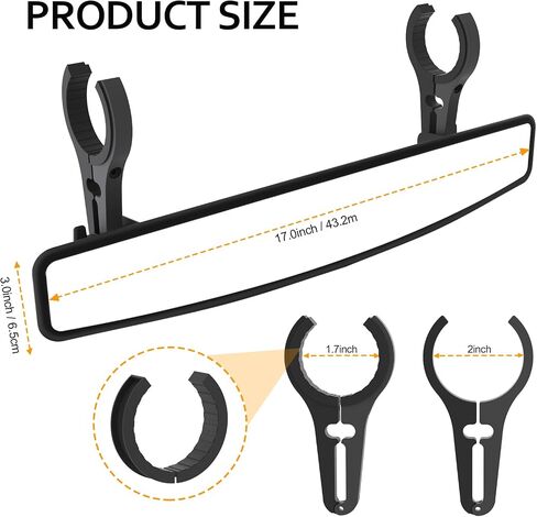 17" UTV Rear View Center Mirror, UTV Race Mirror 1.75" or 2" Clamps Compatible with Polaris RZR Pioneer Can-Am Commander Maverick Talon 1000R 1000X in Saudi Arabia