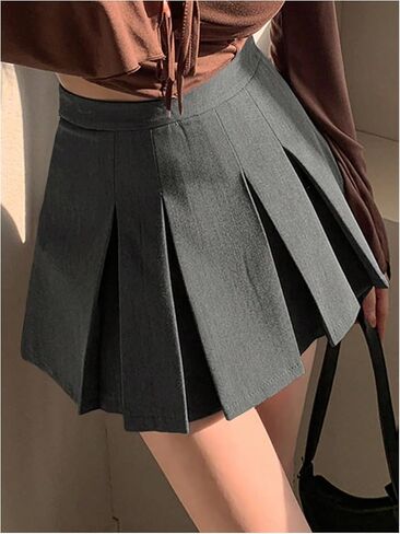 SOLY HUX Women's Pleated Skirt High Waisted A Line Casual Mini Skirts in Saudi Arabia