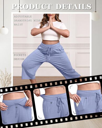 3 Pack Women's Plus Size Capri Pants, Cotton Drawstring Capris Sweatpants Casual Summer Cropped Pants with Pockets in Saudi Arabia