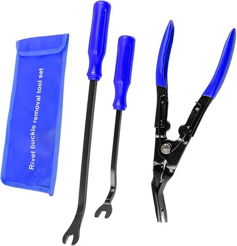 3 PCS Auto Clip Pliers Set and Fastener Remover, Car Trim Removal Tool Pry Tool Kit with Storage Bag, Door Panel Upholstery Fastener Rivet Remover Kit, Car Accessories (Red) in Kuwait