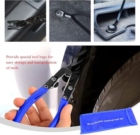 3 PCS Auto Clip Pliers Set and Fastener Remover, Car Trim Removal Tool Pry Tool Kit with Storage Bag, Door Panel Upholstery Fastener Rivet Remover Kit, Car Accessories (Red) in Kuwait