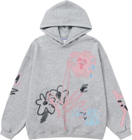 Aelfric Eden Womens Oversized Graphic Hoodies Cartoon Graffiti Print Hoodie Hooded Sweatshirt Unisex Long Sleeve Pullover in Saudi Arabia