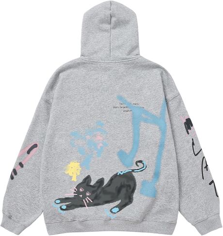 Aelfric Eden Womens Oversized Graphic Hoodies Cartoon Graffiti Print Hoodie Hooded Sweatshirt Unisex Long Sleeve Pullover in Saudi Arabia