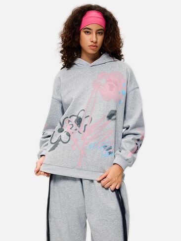 Aelfric Eden Womens Oversized Graphic Hoodies Cartoon Graffiti Print Hoodie Hooded Sweatshirt Unisex Long Sleeve Pullover in Saudi Arabia