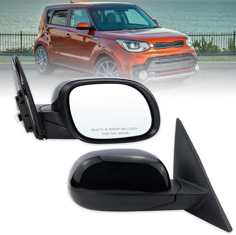 Right Passenger Side Mirror Compatible With 2014 2015 2016 2017 2018 2019 2020 2021 2022 2023 2024 Kia Soul With Manual Folding Power Glass Black Replace#87620B2500 (3Pins) in Saudi Arabia