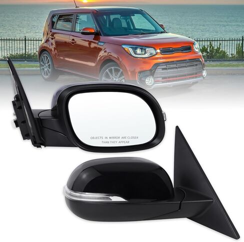 Right Passenger Side Mirror Compatible With 2014 2015 2016 2017 2018 2019 2020 2021 2022 2023 2024 Kia Soul With Manual Folding Power Glass Black Replace#87620B2500 (3Pins) in Saudi Arabia