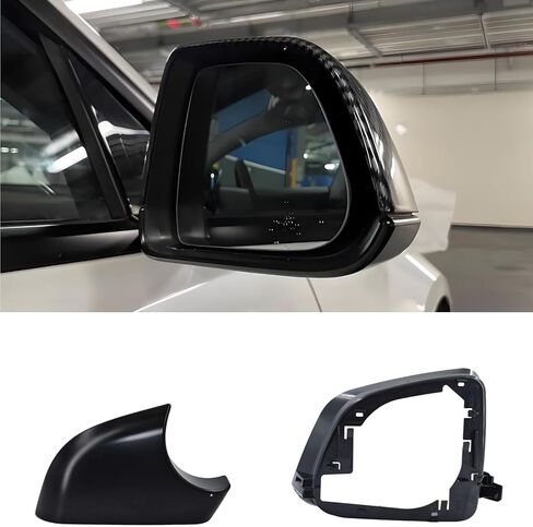 Fits For Tesla Model Y Right Passenger Side Wing Mirror Cover and Mirror Frame Set Rearview Lower Holder Tray Cap Housing 2021-2024(right side black) in Kuwait