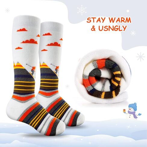 Cimkiz Ski Socks Kids Winter Warm Thermal Snow Socks, Skiing Snowboarding Skating for Toddler Boys and Girls 2 Pairs/3 Pairs in Kuwait