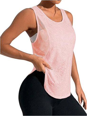 Oyoangle Women's Mesh Workout Tank Top Athletic Running Ulicivess Syrts Yoga Gym Tops in Saudi Arabia