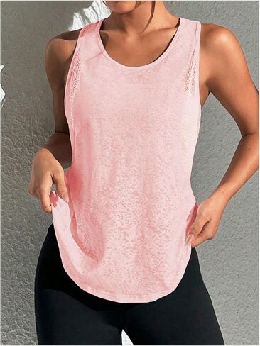Oyoangle Women's Mesh Workout Tank Top Athletic Running Ulicivess Syrts Yoga Gym Tops in Saudi Arabia