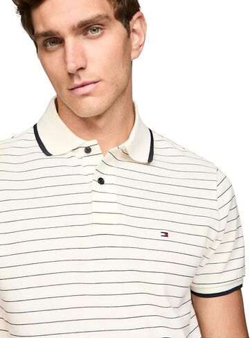 Tommy Hilfiger Men's Short Sleeve Casual Polo Shirts in Regular Fit with Stripe Designs in Saudi Arabia