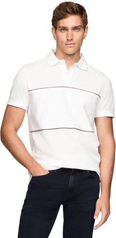 Tommy Hilfiger Men's Short Sleeve Casual Polo Shirts in Regular Fit with Stripe Designs in Saudi Arabia