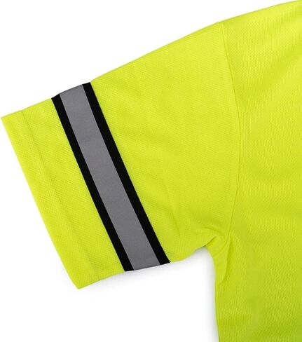 First Class Men's High Visibility Regular Fit Security and Plain Polo Shirt with Reflective Stripes Yellow/Lime ANSI in Saudi Arabia