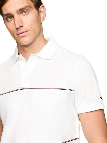 Tommy Hilfiger Men's Short Sleeve Casual Polo Shirts in Regular Fit with Stripe Designs in Saudi Arabia