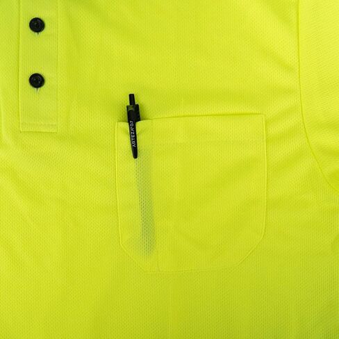 First Class Men's High Visibility Regular Fit Security and Plain Polo Shirt with Reflective Stripes Yellow/Lime ANSI in Saudi Arabia