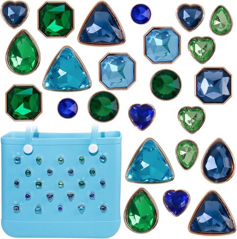 Charms for Bogg Bag, Colourful Jewelry Gems Decoration Charms for Bogg Bag, Bling Bag Accessories Charm Compatible with Simply Southern Beach Bag, Rhinestone Crystal Bag Insert for Women Beach Tote Bags (26 Pcs) in Kuwait