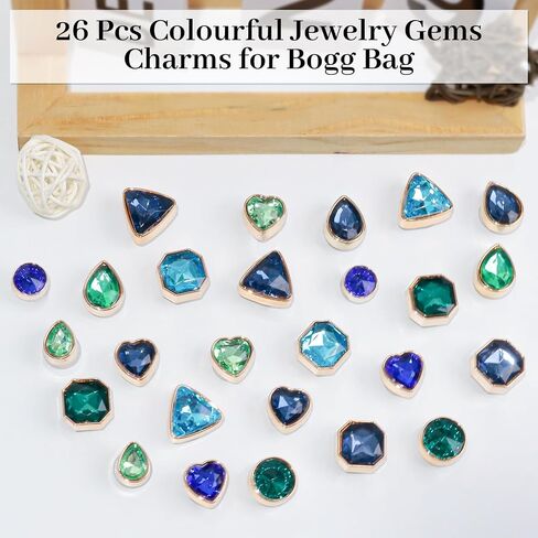 Charms for Bogg Bag, Colourful Jewelry Gems Decoration Charms for Bogg Bag, Bling Bag Accessories Charm Compatible with Simply Southern Beach Bag, Rhinestone Crystal Bag Insert for Women Beach Tote Bags (26 Pcs) in Kuwait