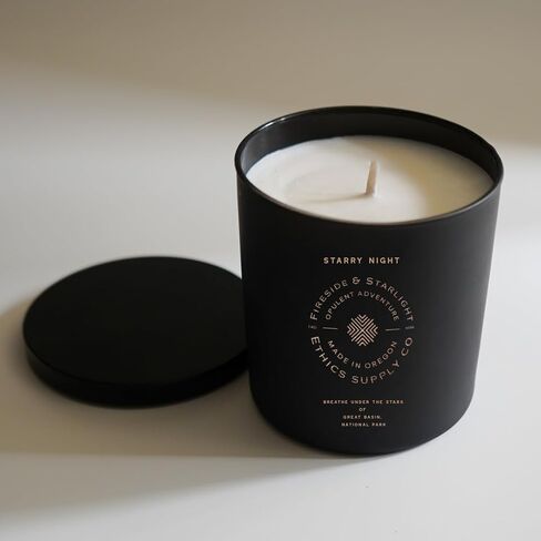 Ethics Supply Co. Moonlight Surnada Candle | 12 oz | Velvety Cypress, Sea Salt, Native Bay Laurel, Coastal Redwood | Infused with Essential Oils & A Premium Grade of Aromatic Oils in Saudi Arabia