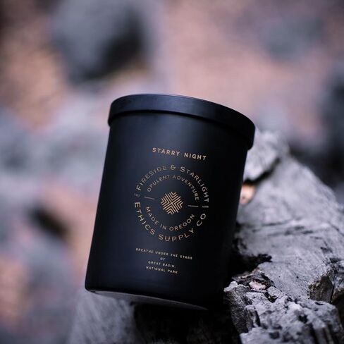 Ethics Supply Co. Moonlight Surnada Candle | 12 oz | Velvety Cypress, Sea Salt, Native Bay Laurel, Coastal Redwood | Infused with Essential Oils & A Premium Grade of Aromatic Oils in Saudi Arabia