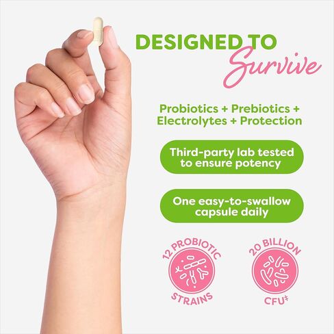 بروبيوتيك للمرأة ، كبسولات مكملات صحية مهبلية وأمعاء ومكملات من المناعة ، 20 مليار وحدة تقليدية ، 12 سلالة بروبيوتيك ، نباتي ، 30 زجاجة. in Kuwait