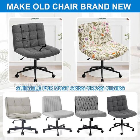 Levoberger archless Criss Cross Office Desk Chair Cover Slippercovers Printed Datile Desk Craf in Kuwait