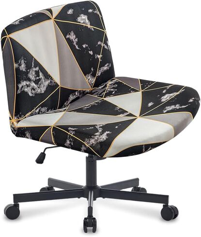 Levoberg Armless Criss Cross Office Desk Chair Cover Slipcovers Printed Vanity Desk Chair Covers Accent Mid Back Wide Swivel Task Chair Protector #1 in Kuwait