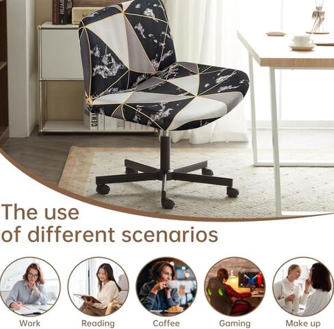 Levoberg Armless Criss Cross Office Desk Chair Cover Slipcovers Printed Vanity Desk Chair Covers Accent Mid Back Wide Swivel Task Chair Protector #1 in Kuwait