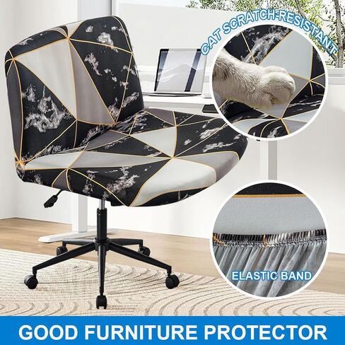 Levoberg Armless Criss Cross Office Desk Chair Cover Slipcovers Printed Vanity Desk Chair Covers Accent Mid Back Wide Swivel Task Chair Protector #1 in Kuwait