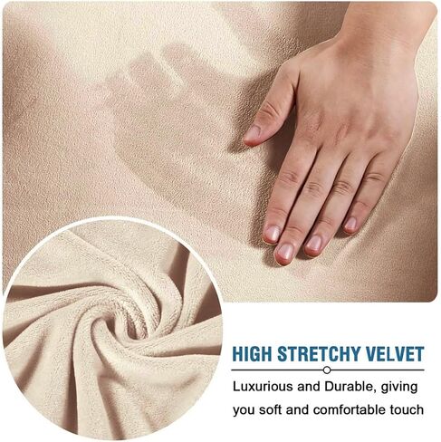 Velvet Ottoman Cover Square Stretch Square Ottoman Cover Thick Ottoman Slipcover Square Washable Storage Ottoman Cover Foot Stool Cover with Elastic Bottom Small Light Camel in Kuwait