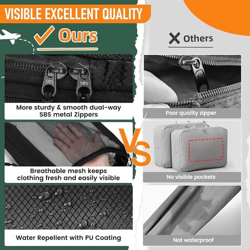 Compression Packing Cubes for Travel, Lightweight 6 Set Bags Cruise Must Haves for Luggage Carry On Suitcase and Clothes Organizer, Durable Vacation Essentials and Accessories Gifts for Women and Men in Saudi Arabia