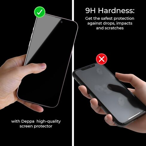 ديبا |2 عبوة| واقي شاشة مضاد للضوء الأزرق معتمد من TÜV لهاتف IPhone 13 Pro/13/14 (6.1 بوصة) غطاء كامل من الزجاج المقسى من الحافة إلى الحافة مع صينية أدوات التثبيت السهلة in Kuwait