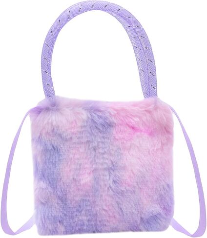 JASASCCEL Girls Kids Fluffy Fuzzy Unicorn Crossbody Purse Cute Animal Rainbow Tie Dye Plush Shoulder Bag Coin Purse in Saudi Arabia