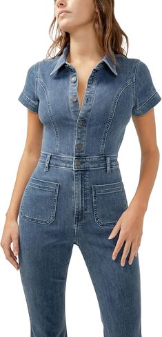 Silver Jeans Co. Womens 70s Flare Leg Denim Jumpsuit in Saudi Arabia