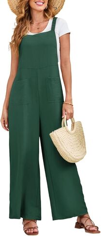 Dokotoo Womens Casual Jumpsuits Front Pocket Loose Elasticity Straps Overalls One Piece Sleeveless Wide Leg Pant Romper in Saudi Arabia