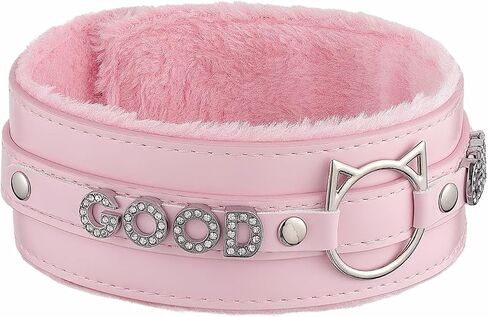 Handmade Collar Choker Necklace for Women – Cat Ear O-Ring Punk Goth Letter Choker,Black/Pink Furry Alt Fashion Jewelry in Saudi Arabia