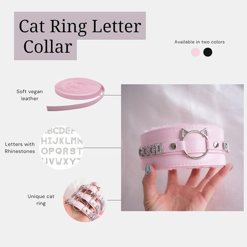 Handmade Collar Choker Necklace for Women – Cat Ear O-Ring Punk Goth Letter Choker,Black/Pink Furry Alt Fashion Jewelry in Saudi Arabia