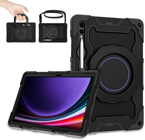 حافظة ROISKIN لجهاز Galaxy Tab S9 FE 5G(10.9")/ S9 (11") حافظة كمبيوتر لوحي 2023 مع واقي شاشة وحزام كتف|حماية من السقوط بطول 15FT|حافظة عسكرية شديدة التحمل لهاتف Samsung S9 FE/S9- حامل دوار للأطفال in Kuwait