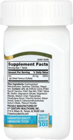 21st Century Slow Release Iron Tablets 60 ea (Pack of 3) - Packaging May Vary in Saudi Arabia