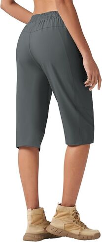Willit Womens 15" Long Shorts Below Knee Length Capri Hiking Cargo Lightweight Quick Dry Water Resistant Zipper Pocket in Saudi Arabia