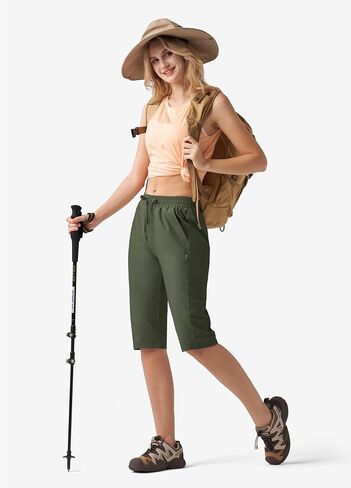 Willit Womens 15" Long Shorts Below Knee Length Capri Hiking Cargo Lightweight Quick Dry Water Resistant Zipper Pocket in Saudi Arabia