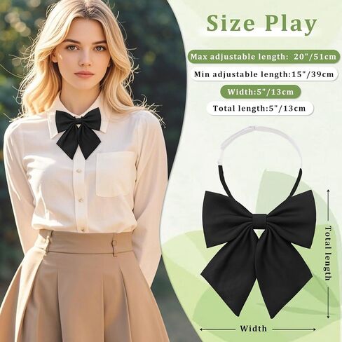 Solid Color Bow Tie for Women Gril, Adjustable Women Bow Tie, Pre-Tied Bowtie for Uniform School Party Cosplay Prom in Saudi Arabia