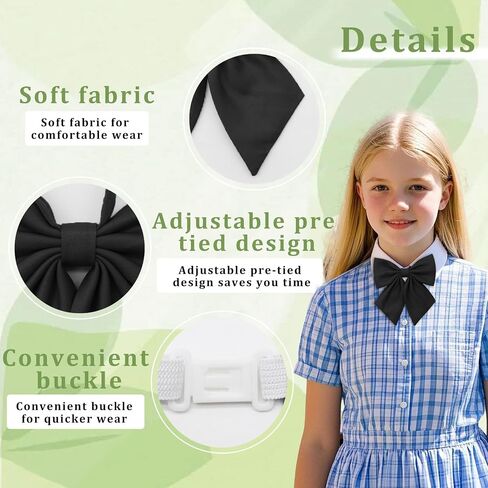 Solid Color Bow Tie for Women Gril, Adjustable Women Bow Tie, Pre-Tied Bowtie for Uniform School Party Cosplay Prom in Saudi Arabia