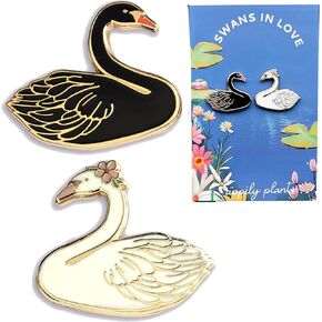 Elegant Two-Piece Swan Pin Set – Black and White Swan Brooches, Minimalist Swan Enamel Pins, Stylish Swan Lapel Accessories, Unique Swan Gift Idea, Luxury Animal-Themed Jewelry
