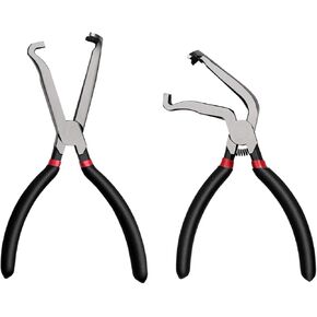 2Pcs Electrical Disconnect Pliers，37960 37980 Automotive Tools Electrical Connector for Cars,Fuel Line Petrol Clip Pipe Pliers，Disconnect Tools for Push Tab Style Plugs (1*Red60°+1*Red straight)