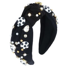 YARIEW Soccer Headbands for Women Wide Knotted Jeweled Headband for Women Girls Top Knot Headband for Women Soccer Accessories Game Day Sports Fan Mom Halloween Christmas Gifts (Yellow)